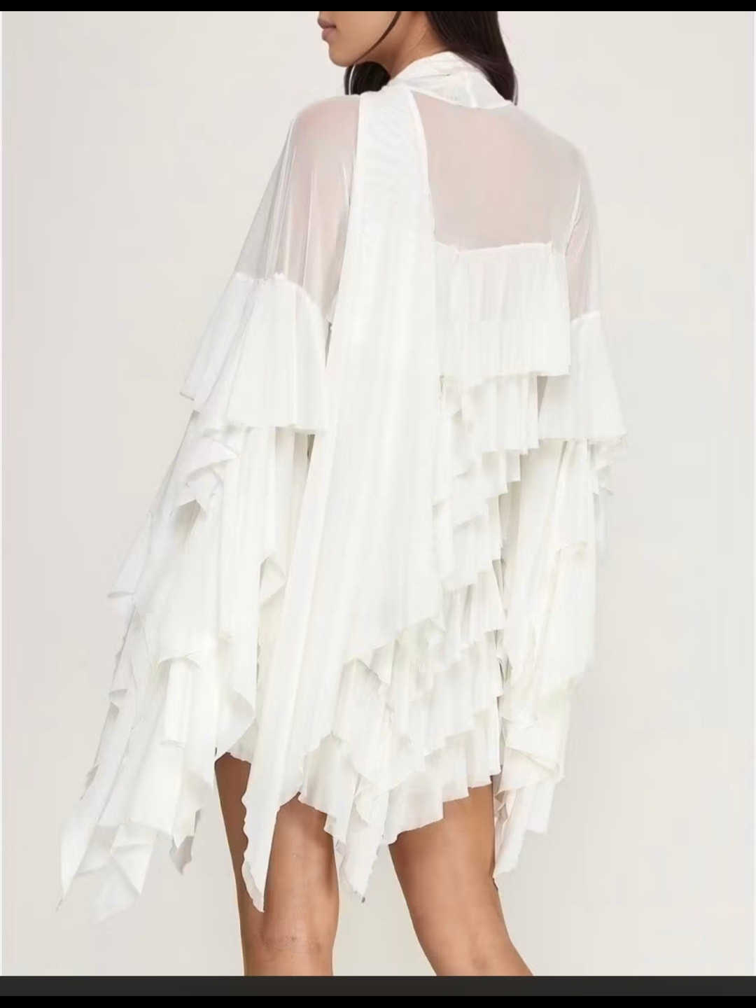 White Ruffled Layered Mini Dress